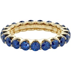 14 Karat Gold Sapphire Eternal Fit Eternity Band Features 3.26 Carats of Blue