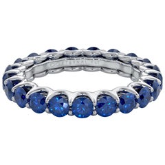 14 Karat Gold Sapphire Eternal Fit Eternity Band Features 3.41 Carat of Blue