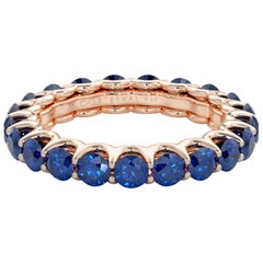 14 Karat Gold Sapphire Eternal Fit Eternity Band Features 3.57 Carat of Blue