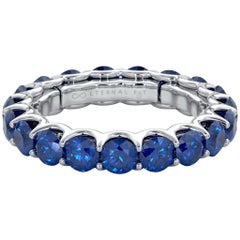 14 Karat Gold Sapphire Eternal Fit Eternity Band Features 4.00 Carat of Blue