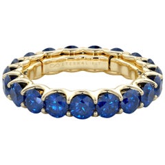 14 Karat Gold Sapphire Eternal Fit Eternity Band Features 4.00 Carat of Blue