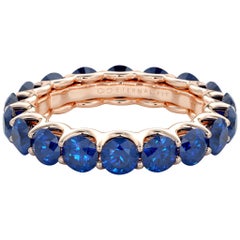 14 Karat Gold Sapphire Eternal Fit Eternity Band Features 4.75 Carat of Blue