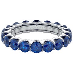 14 Karat Gold Sapphire Eternal Fit Eternity Band Features 4.75 Carat of Blue