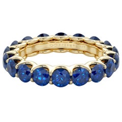 14 Karat Gold Sapphire Eternal Fit Eternity Band Features 5.00 Carat of Blue