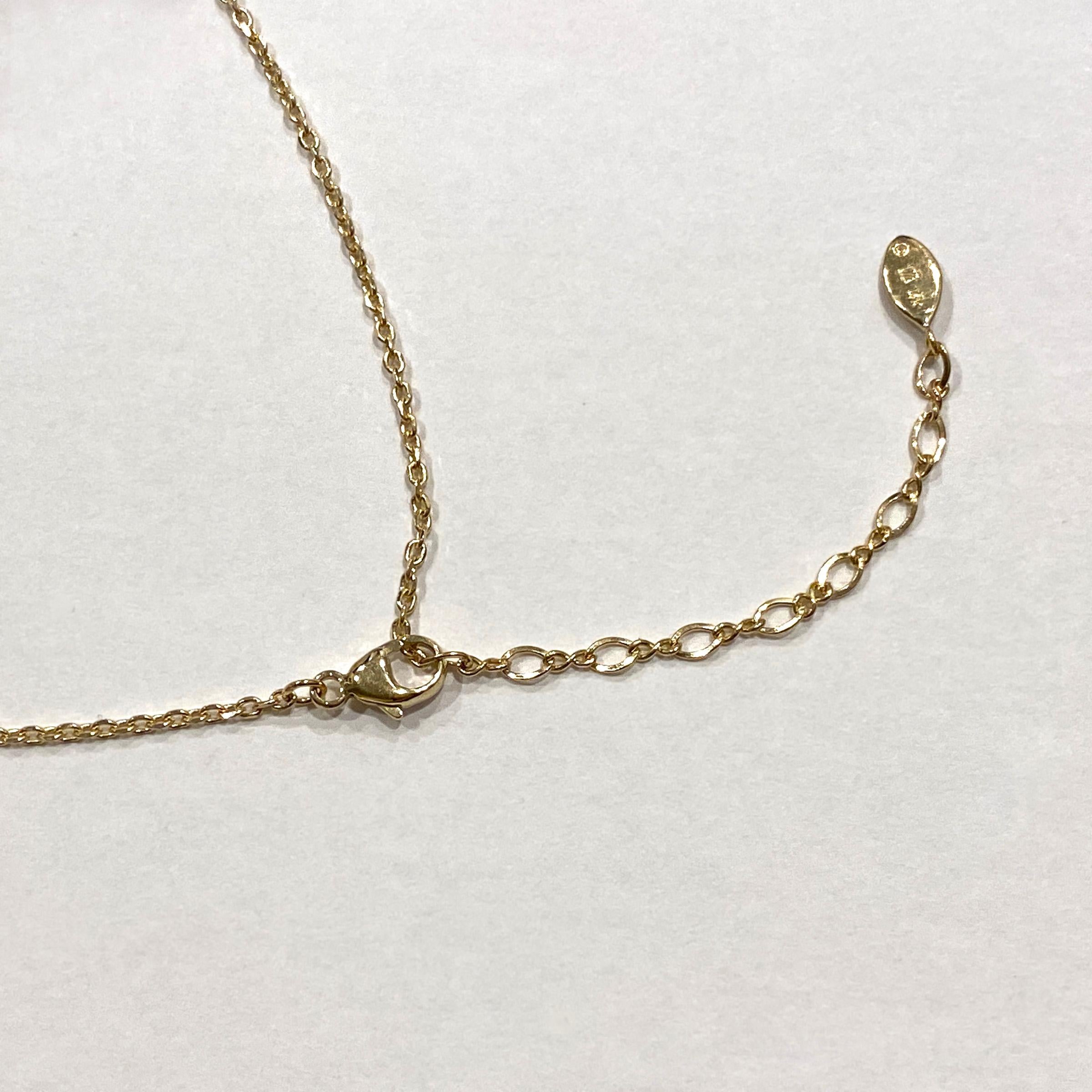 Contemporary 14 Karat Gold Seaside Necklace with Diamond Accents and an Adjustable Chain For Sale