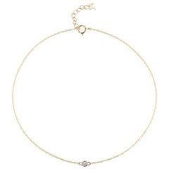 14 Karat Gold Single Diamond Bezel Chain Bracelet