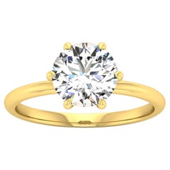 14 Karat Gold Six Prong Solitaire 1.5 Carat Round Brilliant Diamond H VS2 GIA 14 Karat Gold Six Prong Solitaire 1.5 Carat Round Brilliant Diamond H VS2 GIA