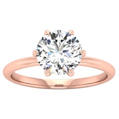 14 Karat Gold Six Prong Solitaire 1.5 Carat Round Brilliant Diamond I SI2 GIA