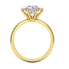 14 Karat Gold Six Prong Solitaire 2 Carat Round Brilliant Diamond H VS2 GIA