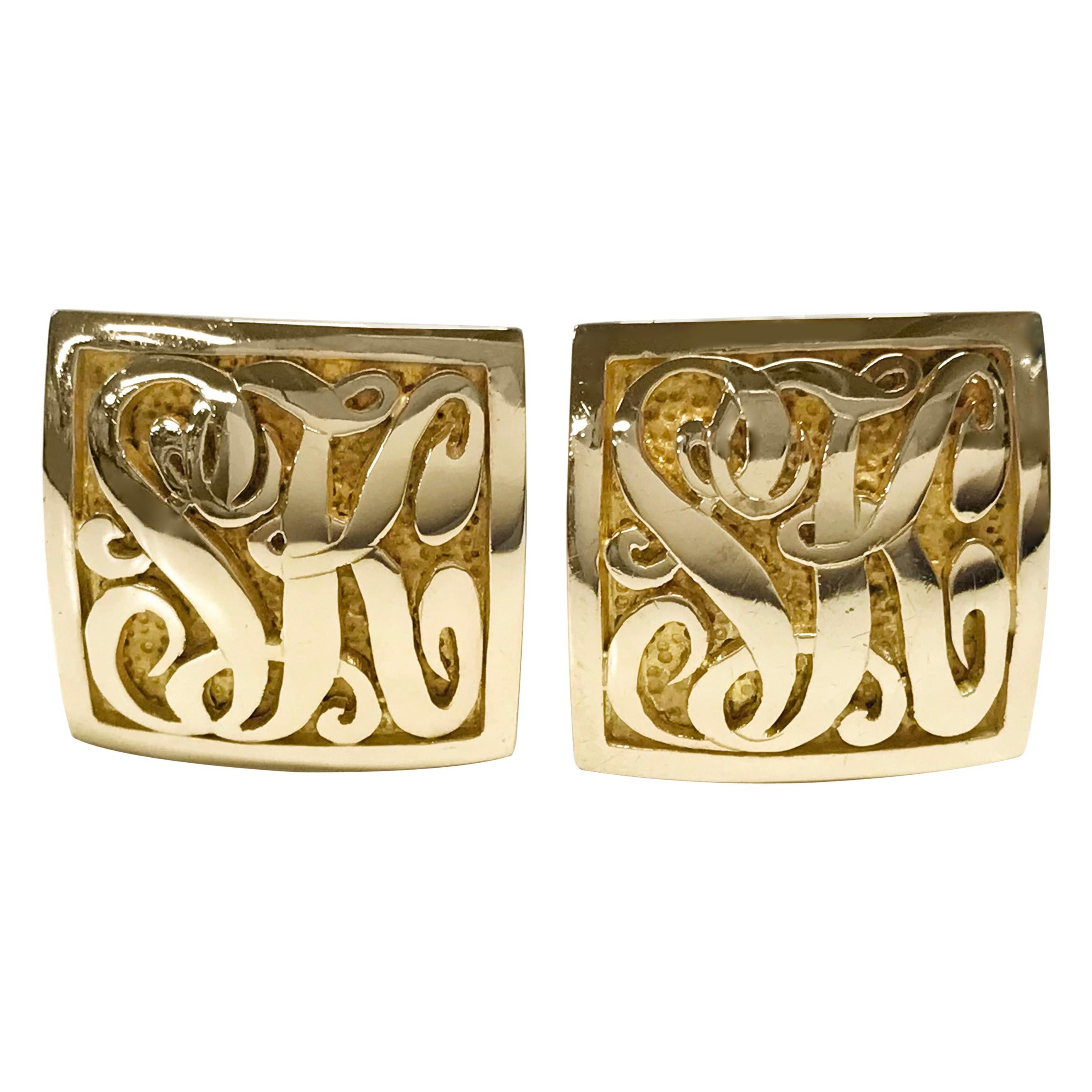 14 Karat Gold SK Monogrammed Cufflinks