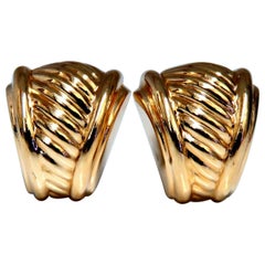 14 Karat Gold Slant Row Frame Clip Earrings