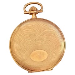 Antique 14 Karat Gold Slim Full Hunter Cased Audemars Freres Geneve Dress Pocket Watch