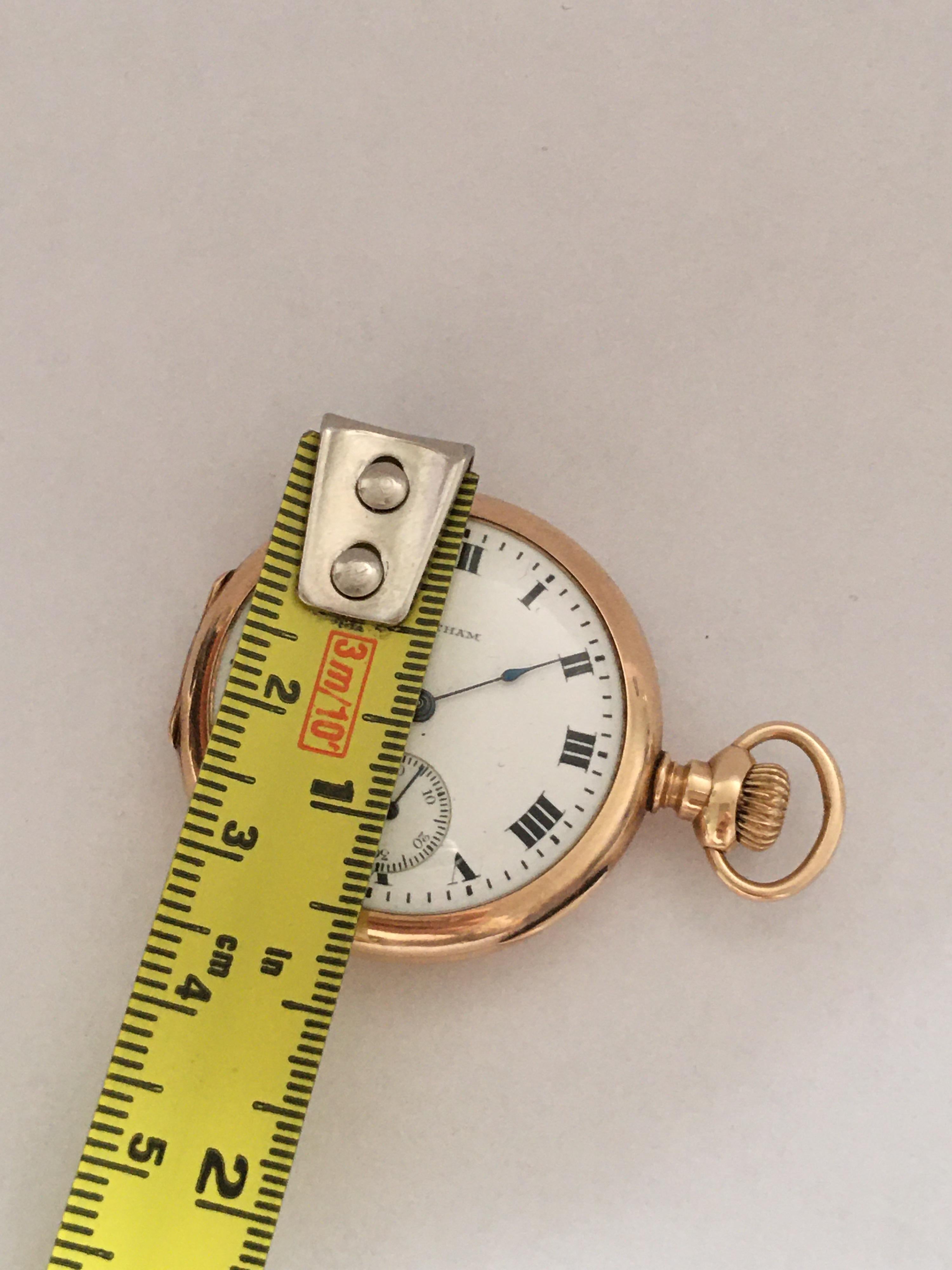 14 Karat Gold Small A.W.W. Co. Waltham Mass Pocket / Fob Watch For Sale 5