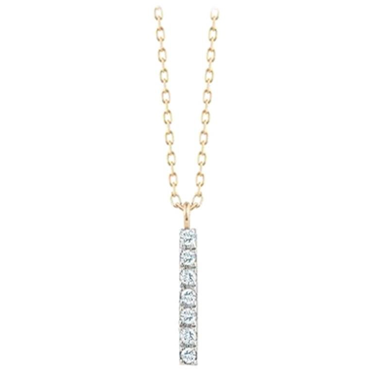 14 Karat Gold Small Diamond La Barre Necklace For Sale
