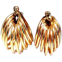 Boucles d'oreilles à levier en or 14 carats avec anneaux tubulaires fondus et lisses