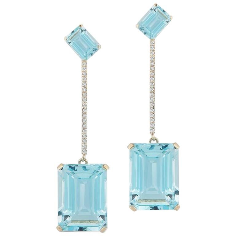 14 Karat Gold Something Blue Earrings For Sale