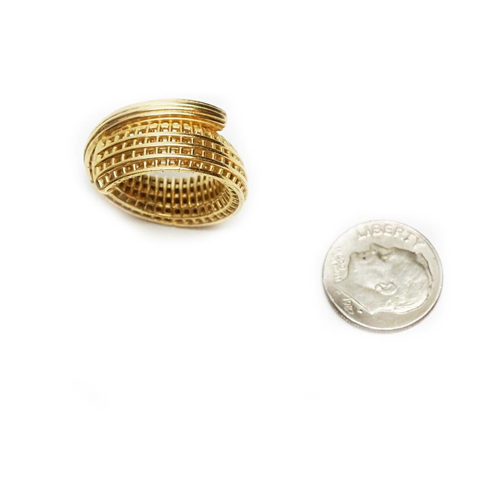 Contemporary 14 Karat Gold Spiral Net Ring, Pinki For Sale