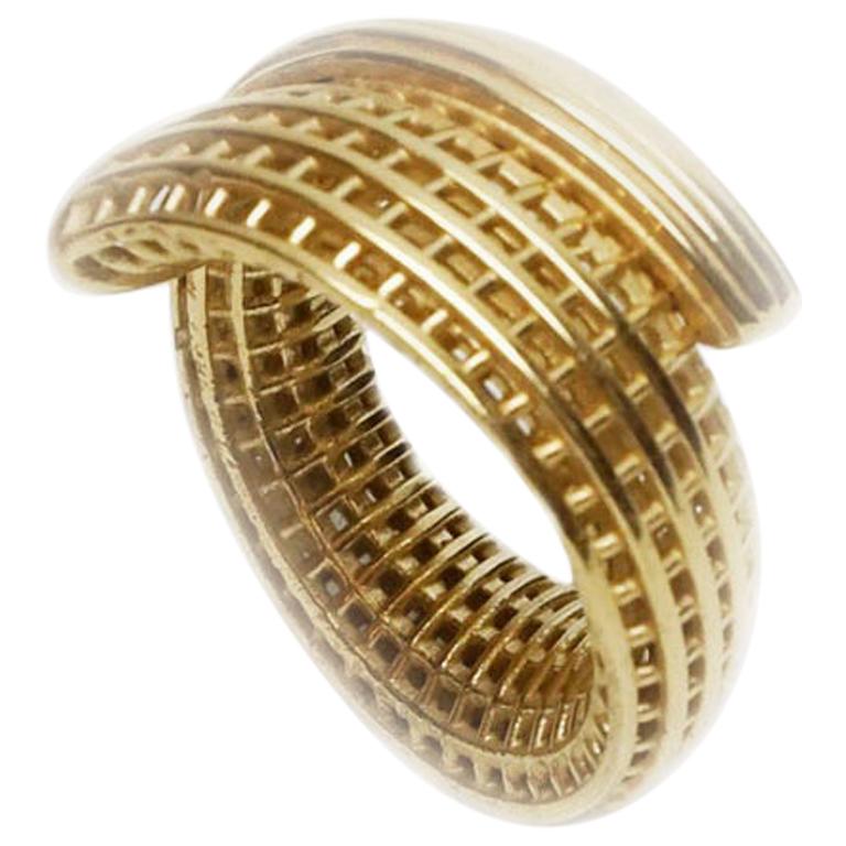 14 Karat Gold Spiral Net Ring, Pinki