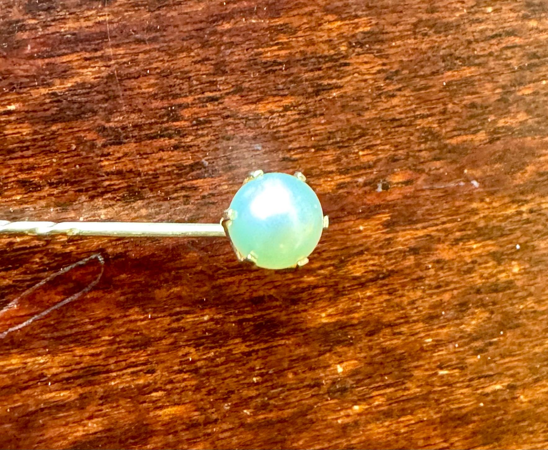 Women's or Men's 14 Karat Gold Stick Pin with bead Made in Finland For Sale