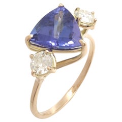 14 karat Gold - Tanzanite Ring - Diamonds, Genuine Tanzanite Ring Certified 