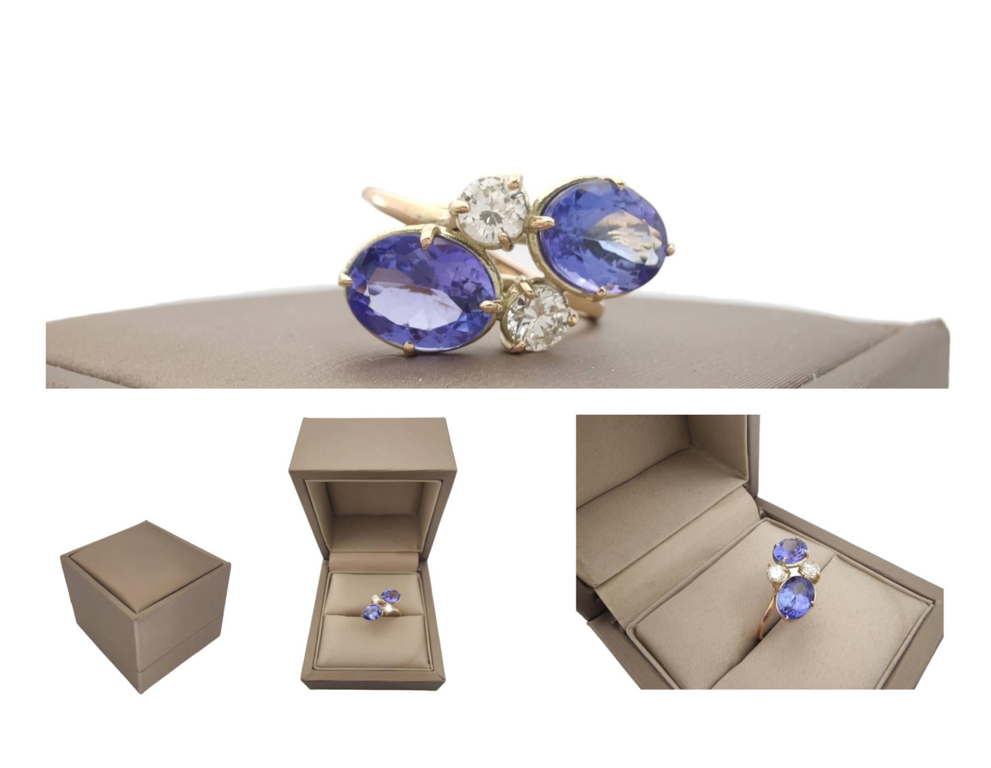 Flash Sale-14 karat Gold -Certified Tanzanite Ring with Diamonds For Sale 6