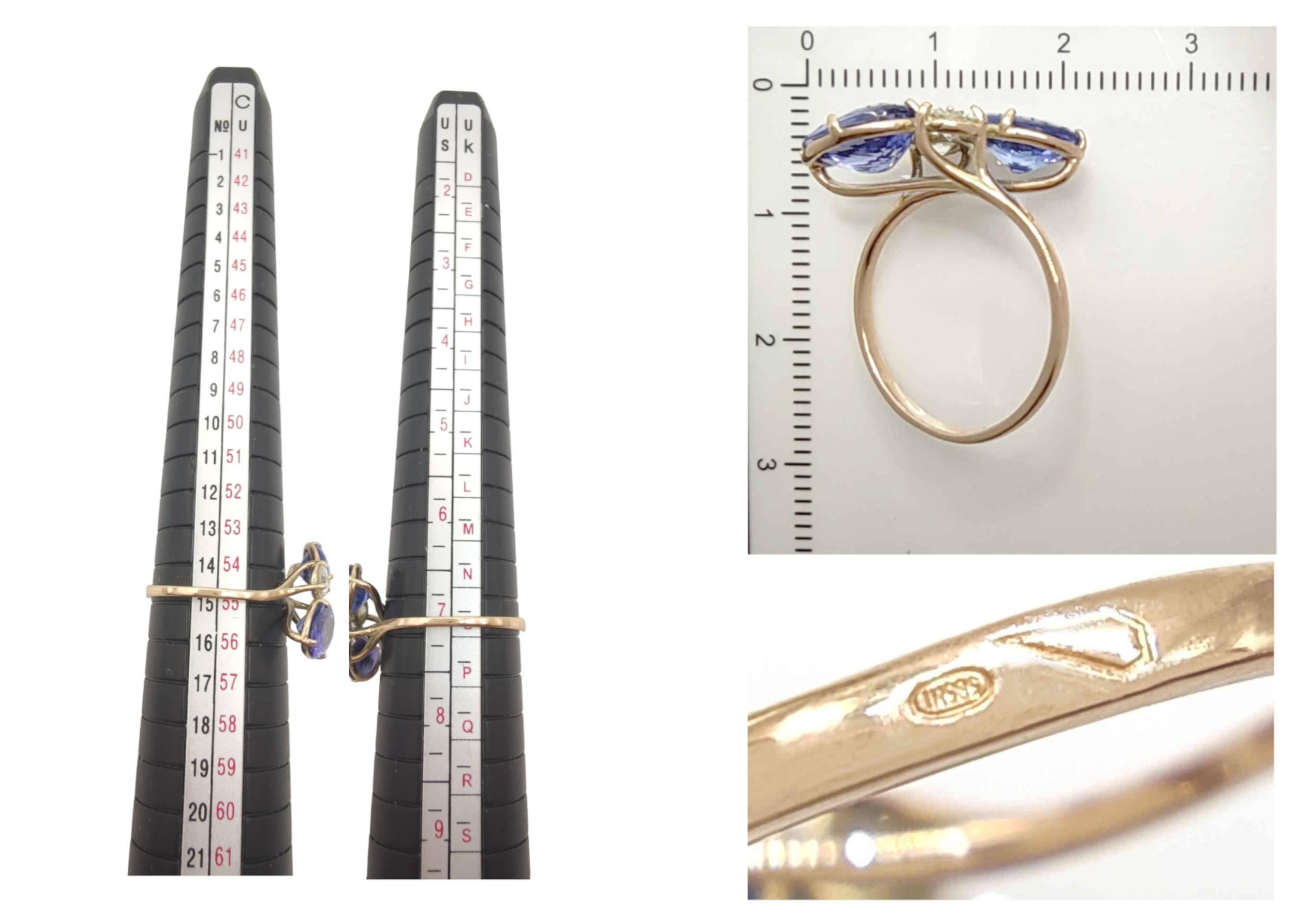 Flash Sale-14 karat Gold -Certified Tanzanite Ring with Diamonds For Sale 7