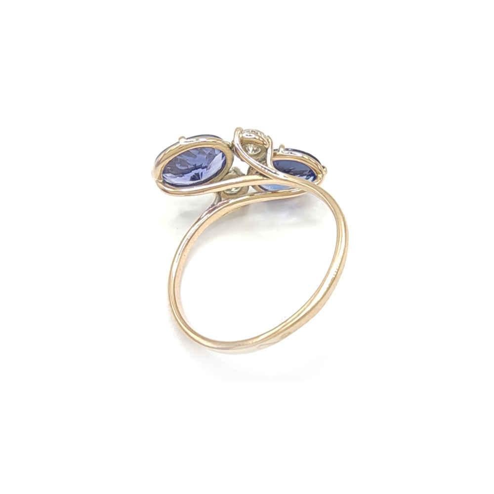 Flash Sale-14 karat Gold -Certified Tanzanite Ring with Diamonds For Sale 4