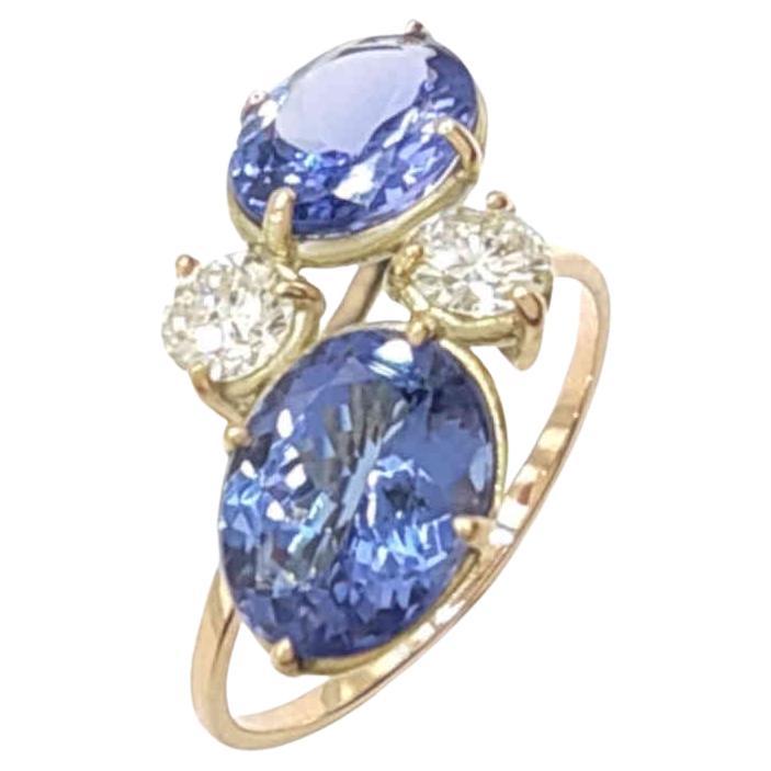 Flash Sale-14 karat Gold -Certified Tanzanite Ring with Diamonds For Sale