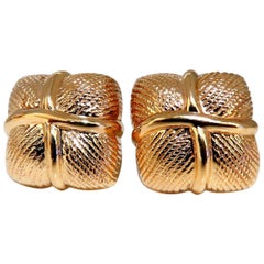 14 Karat Gold Textured Clip Earrings and Omega*