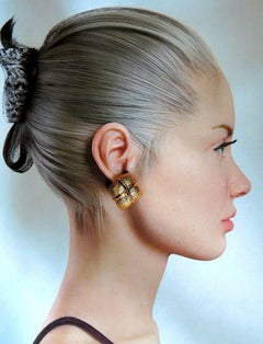 14 Karat Gold Textured Clip Earrings
