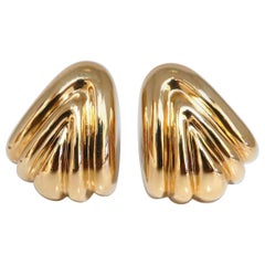 14 Karat Gold Textured Iconic Clip Earrings and Omega*
