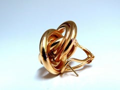 14 Karat Gold Textured Interlocking Tri Tubular Clip Earrings*