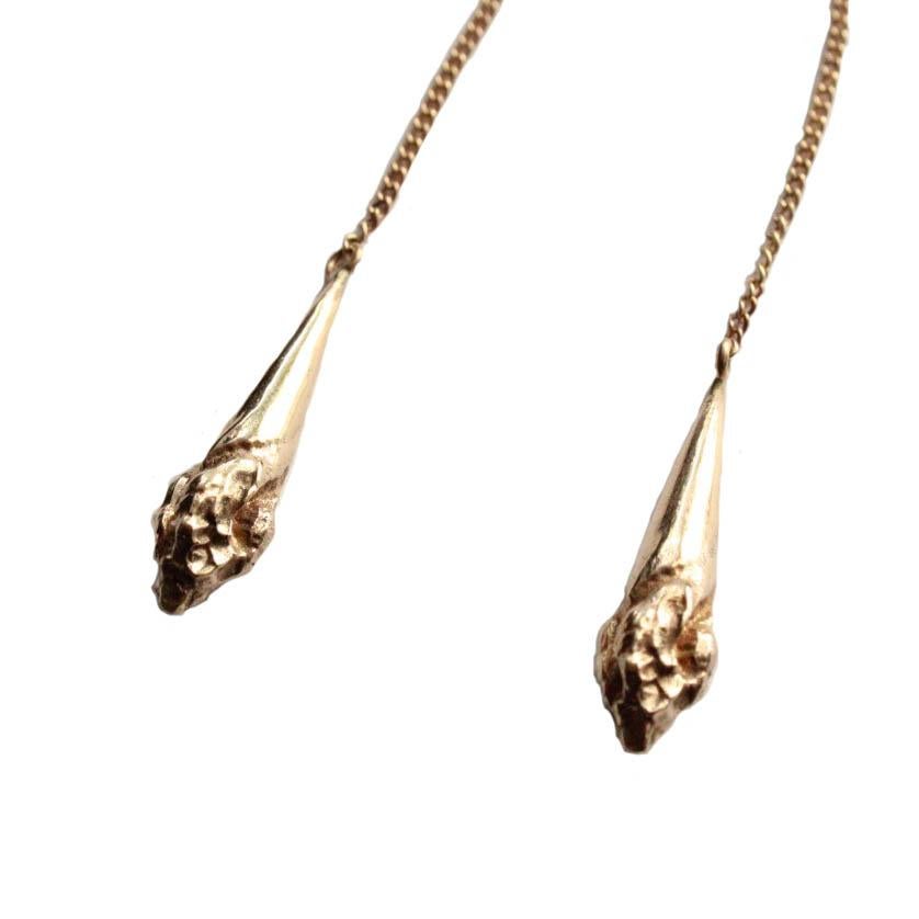 Artisan 14 Karat Gold Textured Pendulum Drop Earrings For Sale