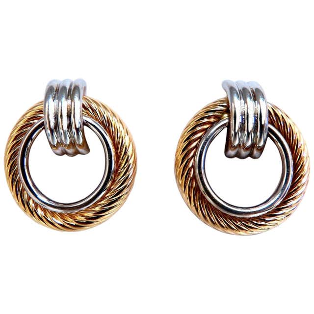 Two Color Gold Rope Twist Earrings For Sale at 1stDibs
