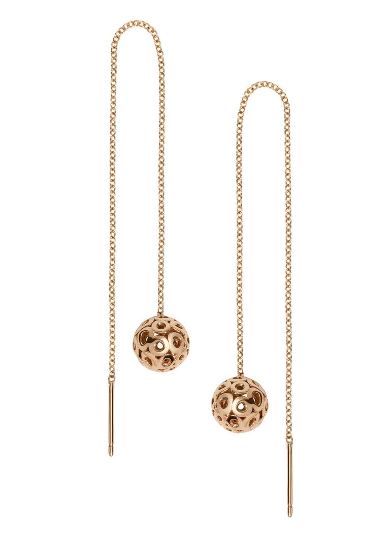 14 Karat Rose Gold Plated Threader Dot End Earring main image 1