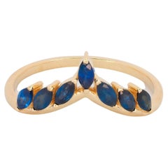 14 Karat Gold Tiara Ring with Genuine Sapphires