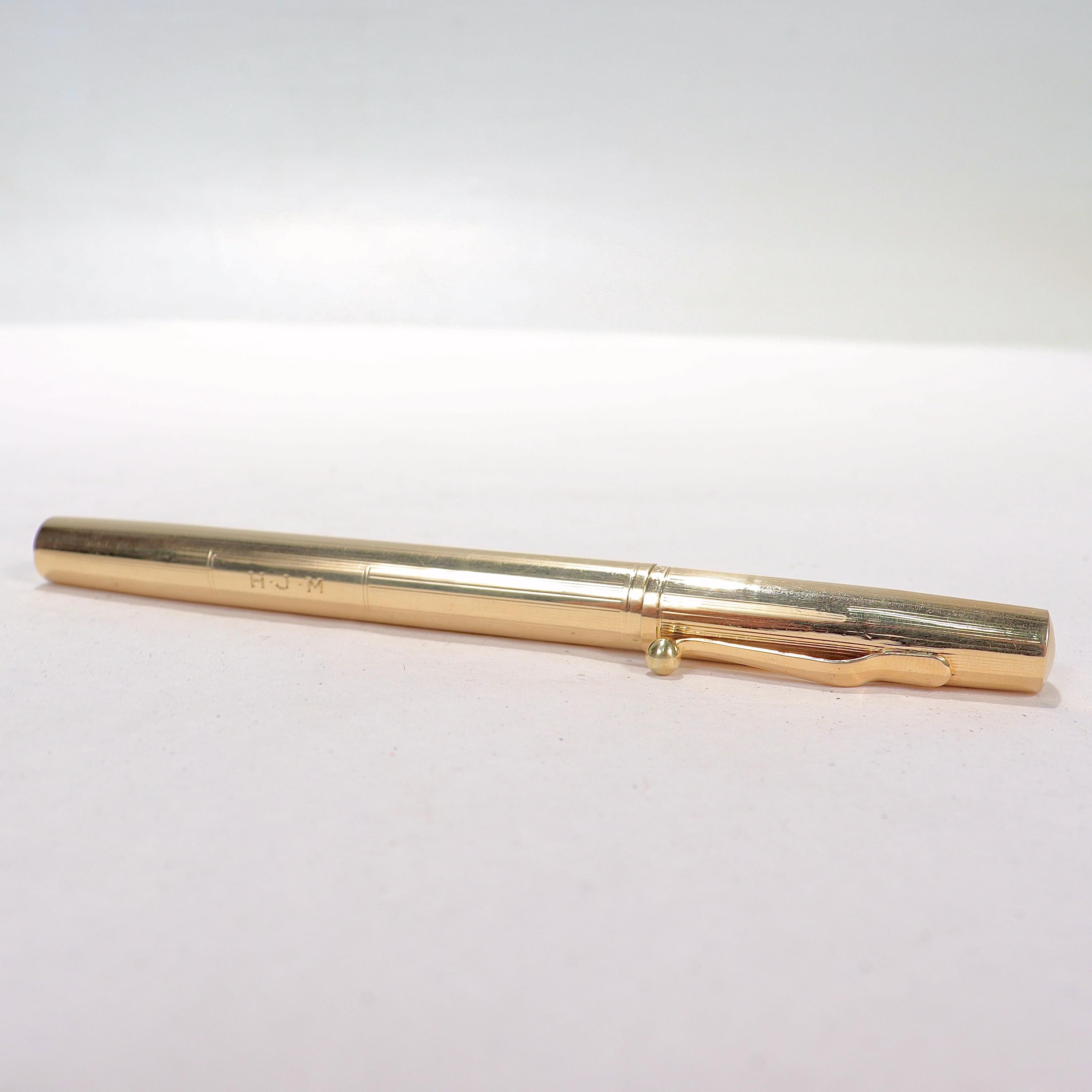 14 Karat Gold Tiffany & Co. Fountain Pen with Original Box In Good Condition In Philadelphia, PA