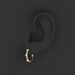 14 Karat Gold Station Diamond Hoop Earrings