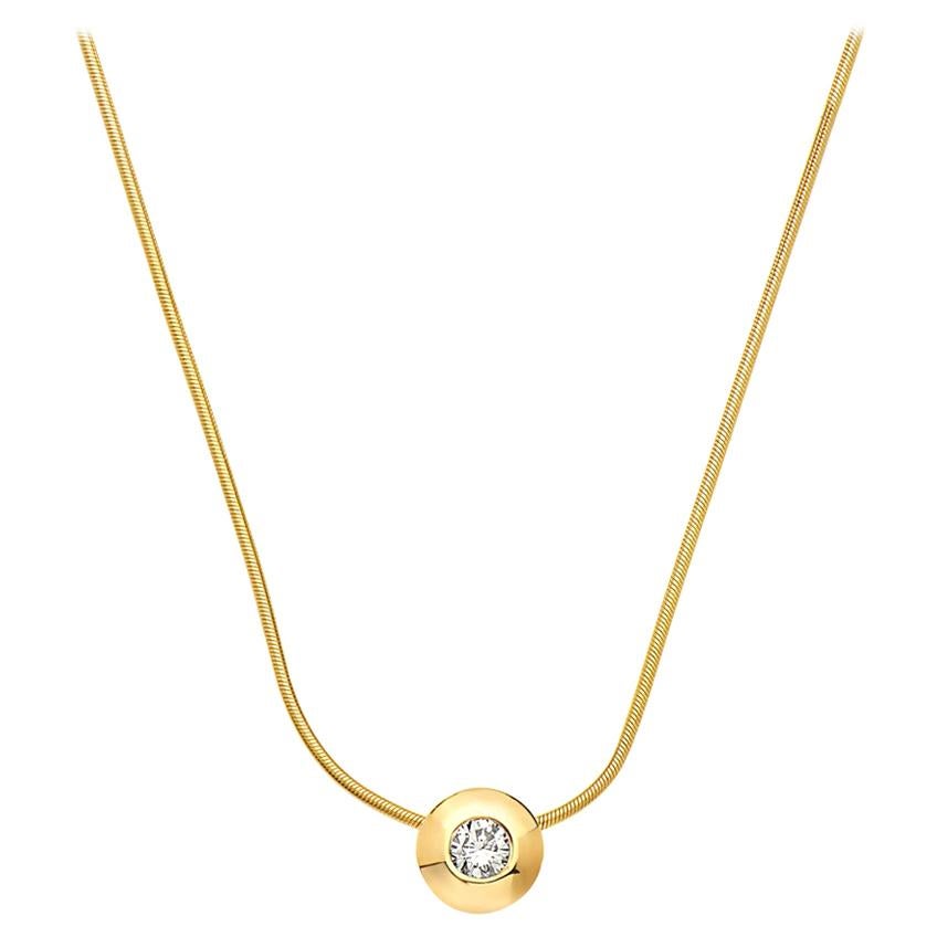 14 Karat Gold Tubular Diamond Chain with Diamond Pendant For Sale