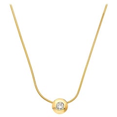 14 Karat Gold Tubular Diamond Chain with Diamond Pendant