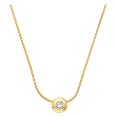 14 Karat Gold Tubular Diamond Chain with Diamond Pendant