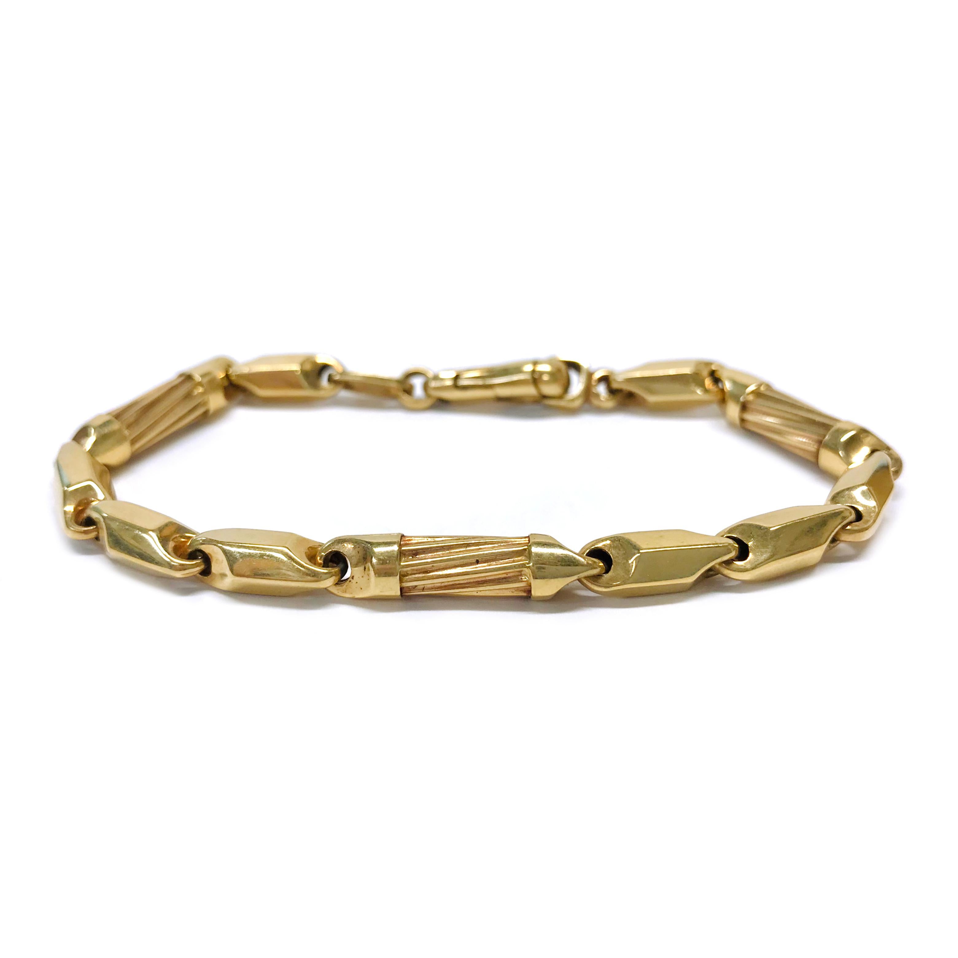 Retro 14 Karat Gold Tubular Link Bracelet For Sale