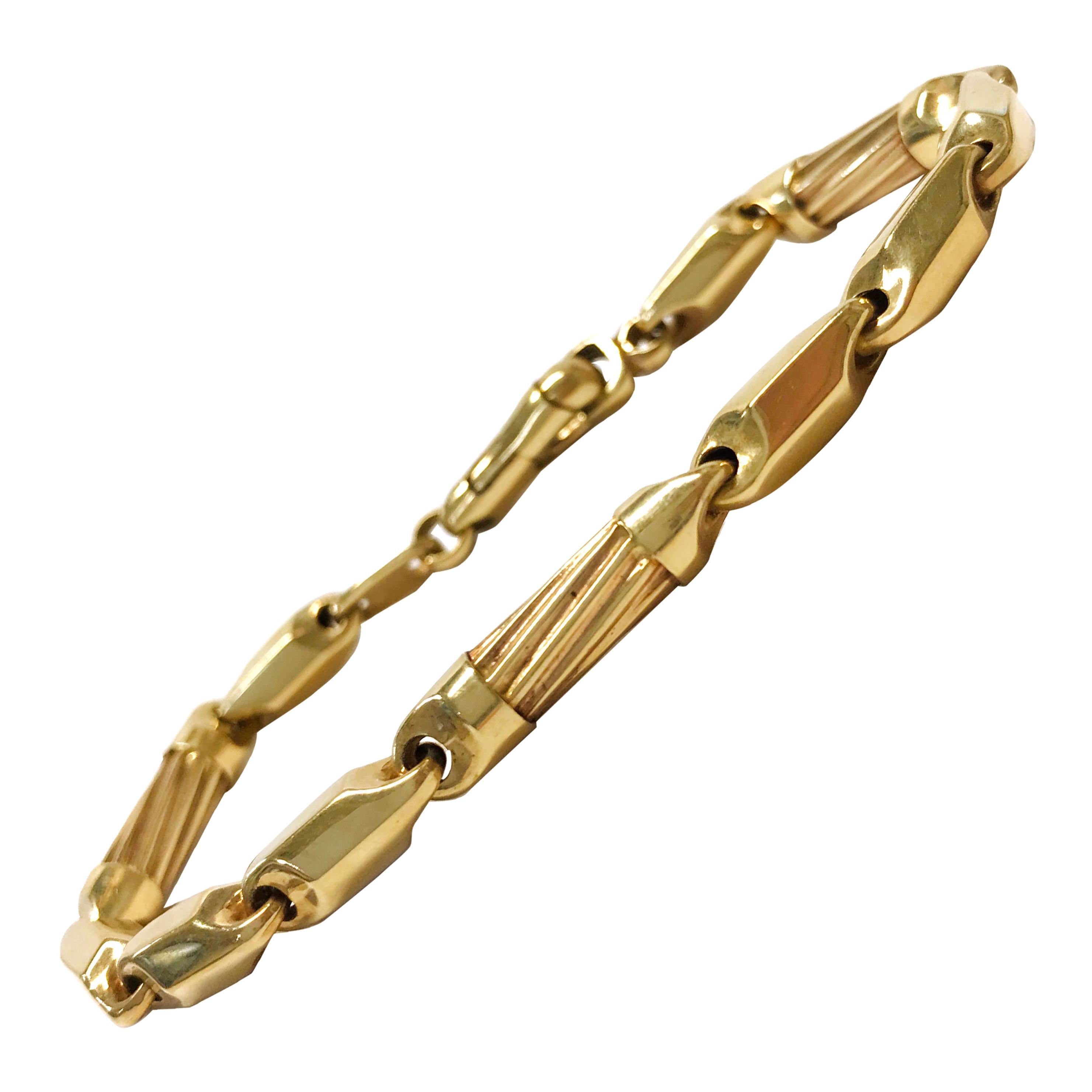 14 Karat Gold Tubular Link Bracelet For Sale