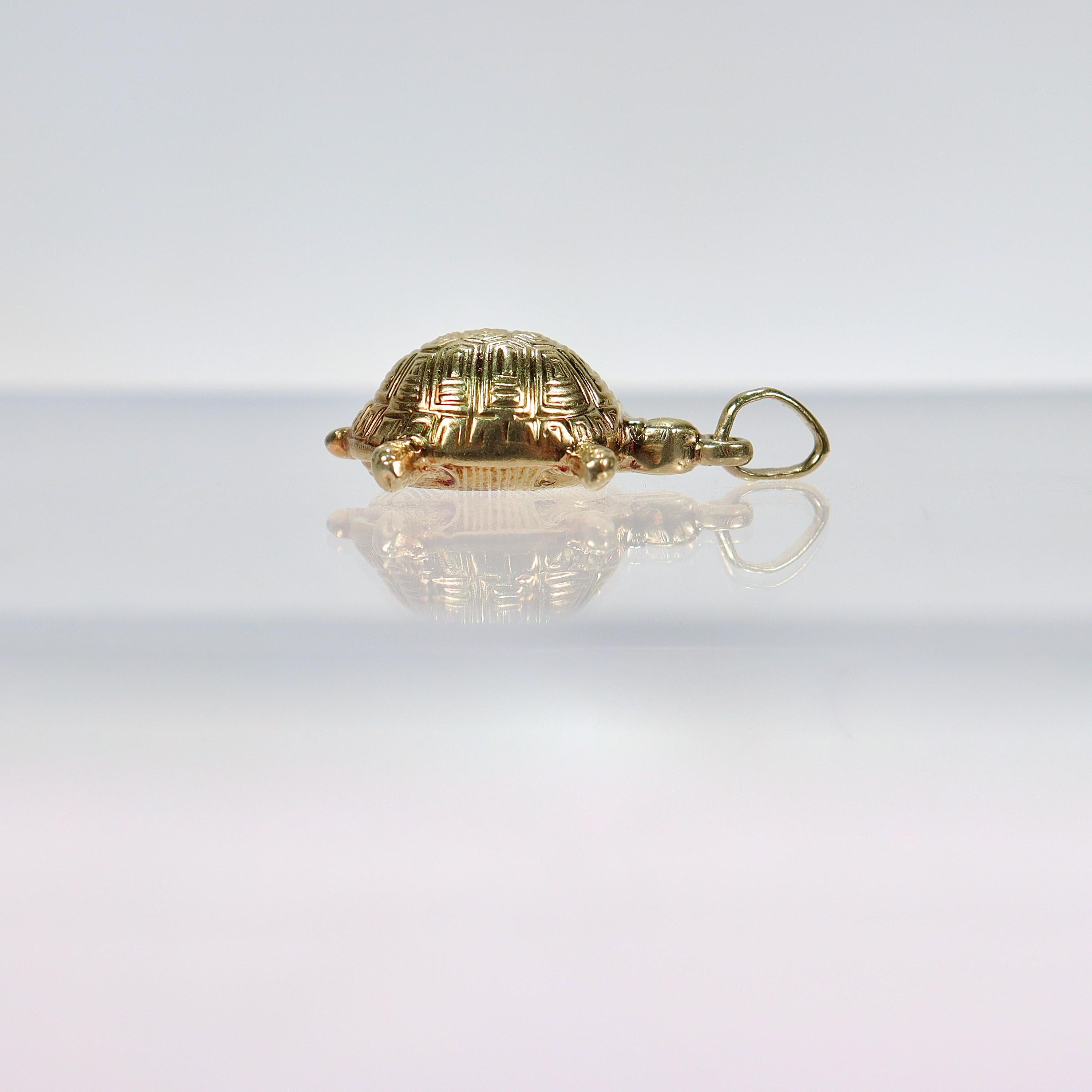 14 Karat Gold Turtle Pendant or Charm for a Bracelet  In Good Condition For Sale In Philadelphia, PA