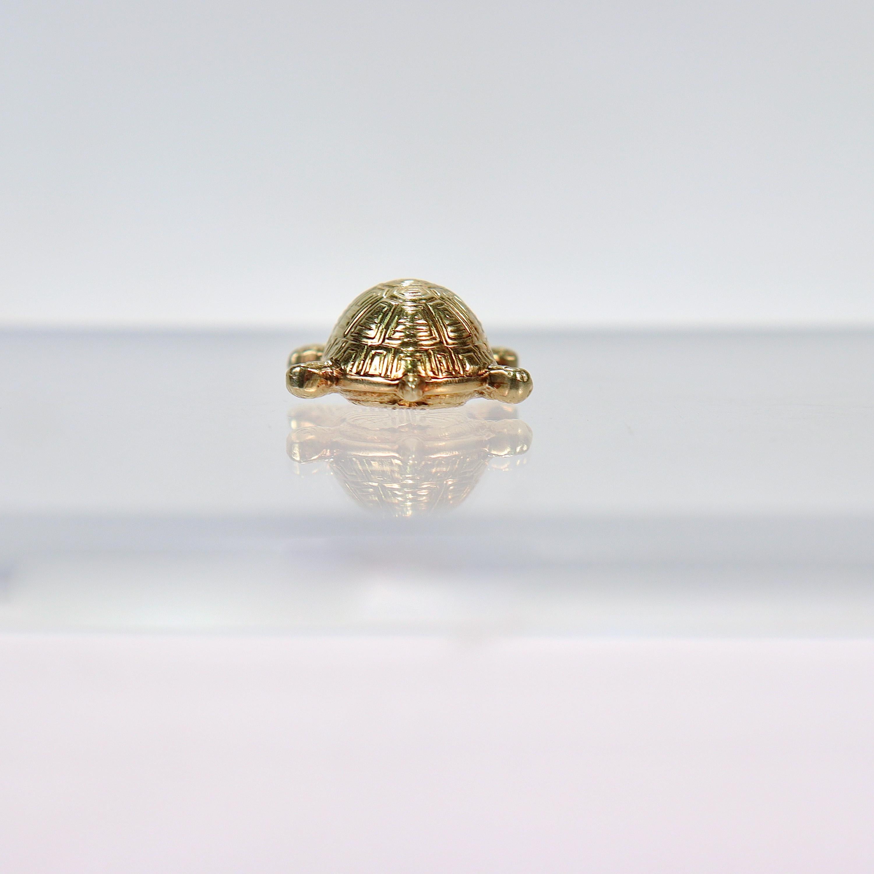 Women's or Men's 14 Karat Gold Turtle Pendant or Charm for a Bracelet  For Sale