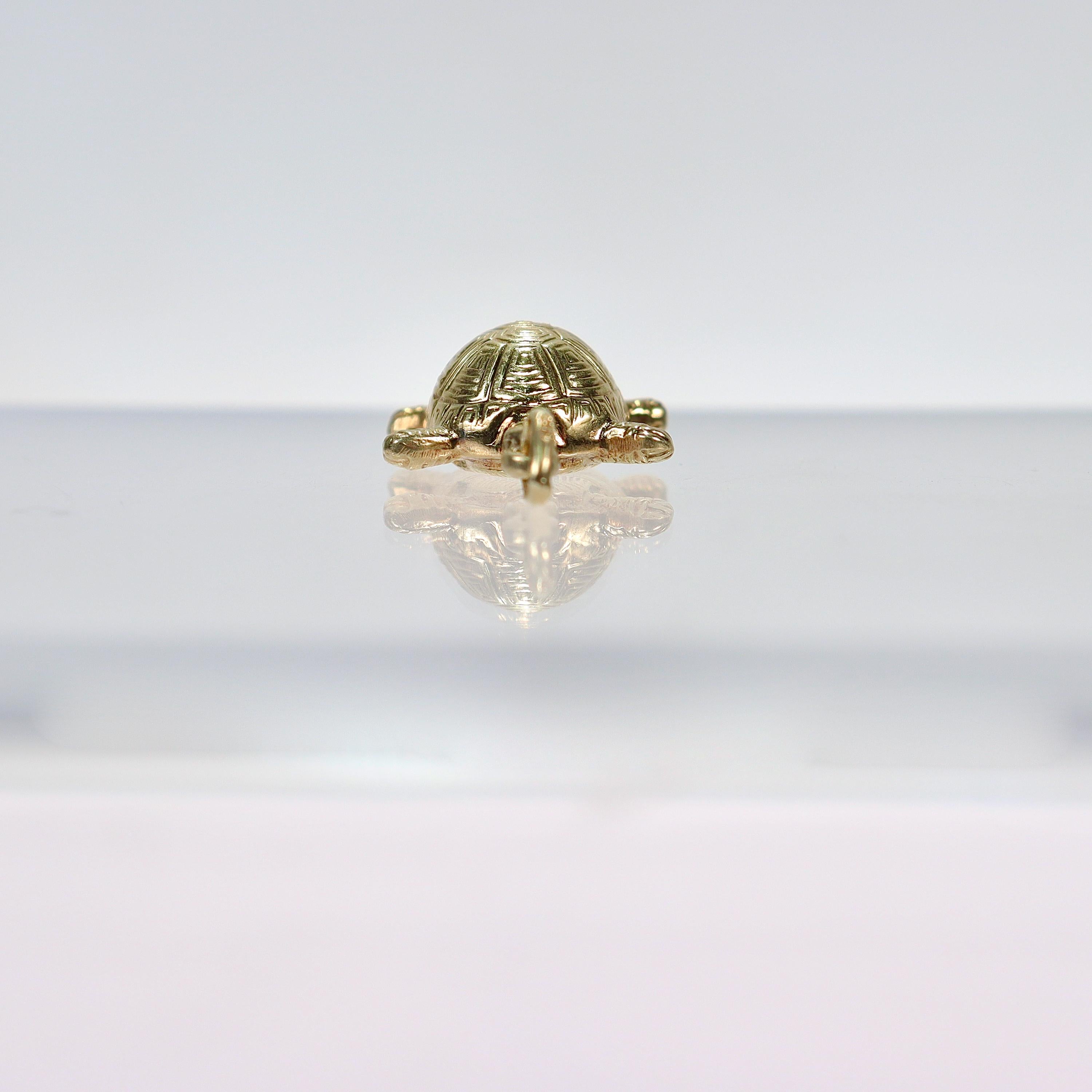 14 Karat Gold Turtle Pendant or Charm for a Bracelet  For Sale 2