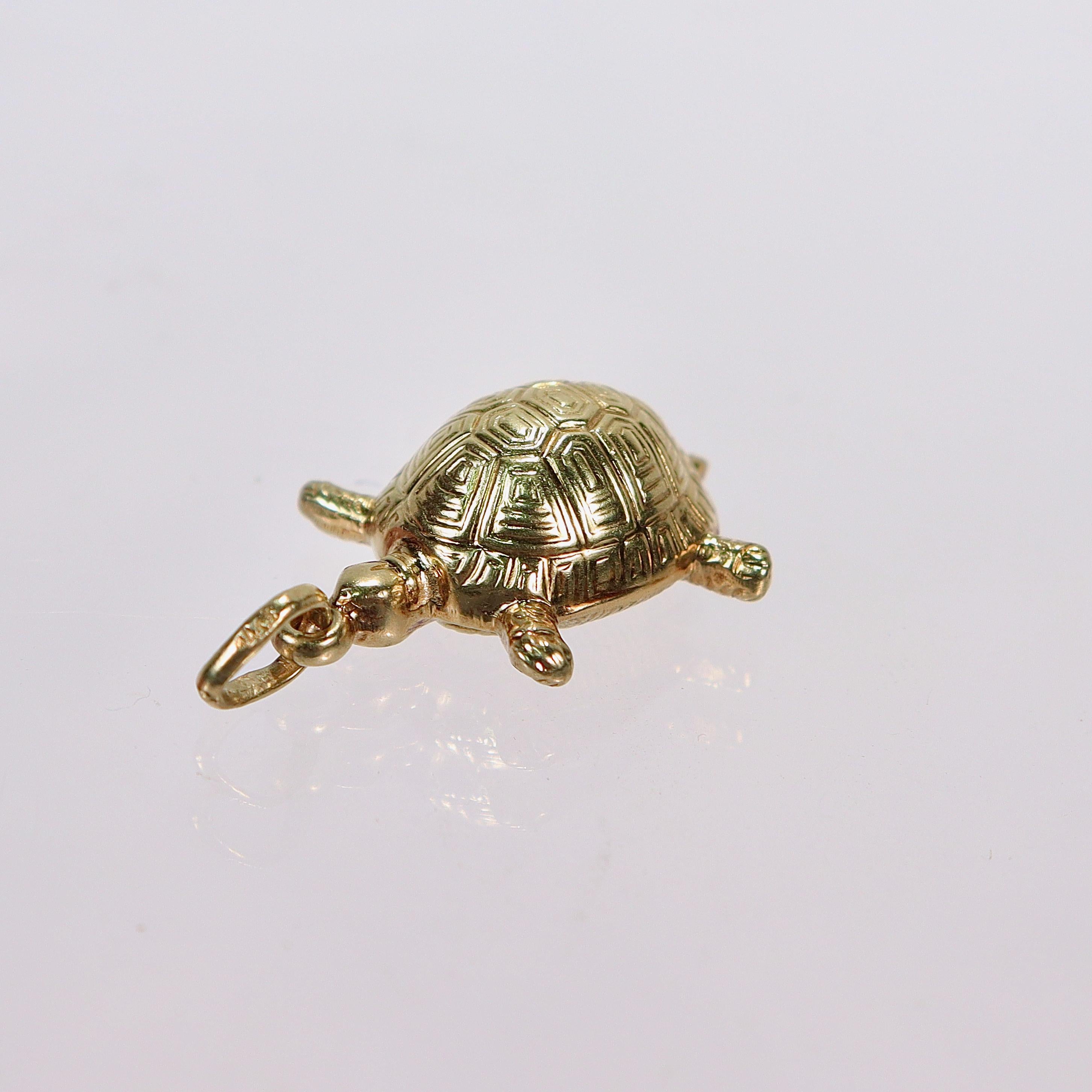 14 Karat Gold Turtle Pendant or Charm for a Bracelet  For Sale 3