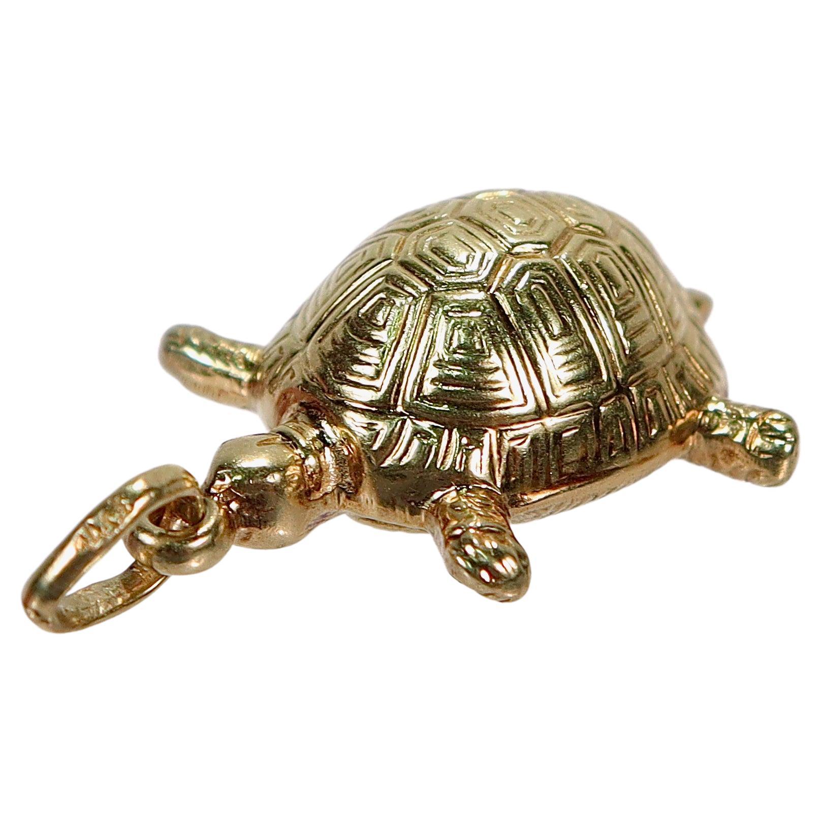Pendentif ou breloque en forme de tortue en or 14 carats pour bracelet 
