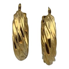 14 Karat Gold Twist Hoop Earrings, 4.9 Grams