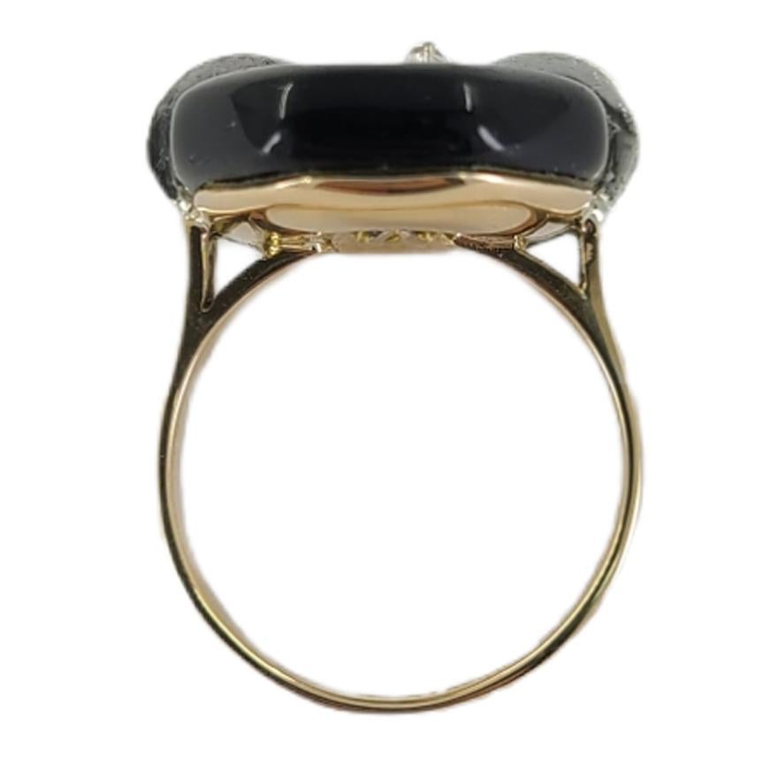 14 Karat Gold Two Tone Onyx & Diamond Cocktail Ring In Good Condition In Coral Gables, FL